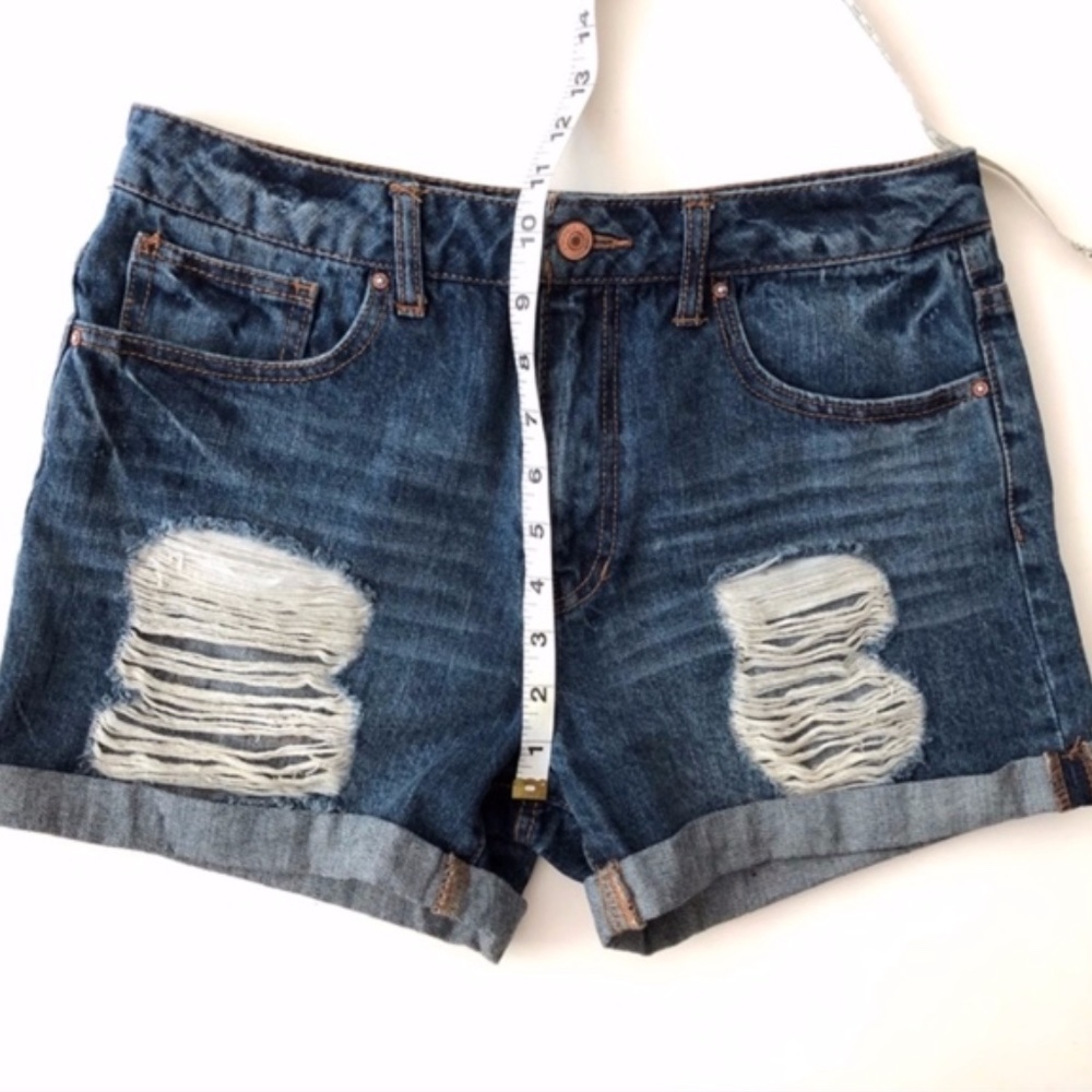 Forever 21 Denim High Waist Destroyed Jean Shorts - Picture 4 of 7